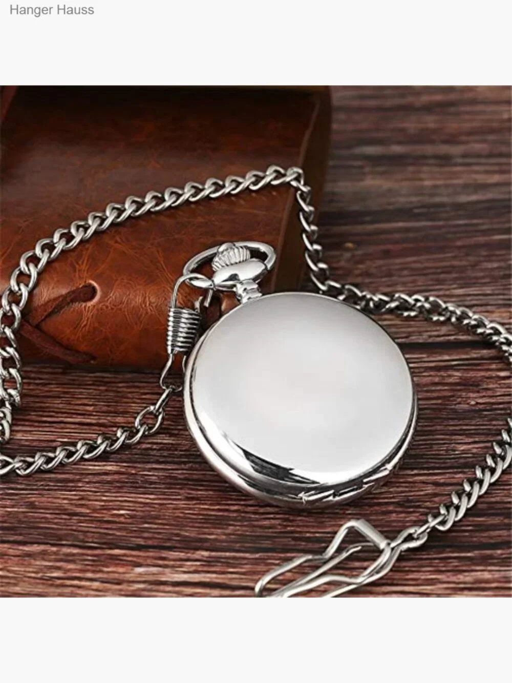 Vintage Pocket Watch with Chain Arabic Numerals Quartz Mens Gift Boxed